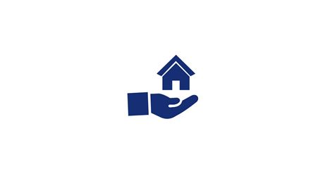 Et ikon av en hånd som holder et hus